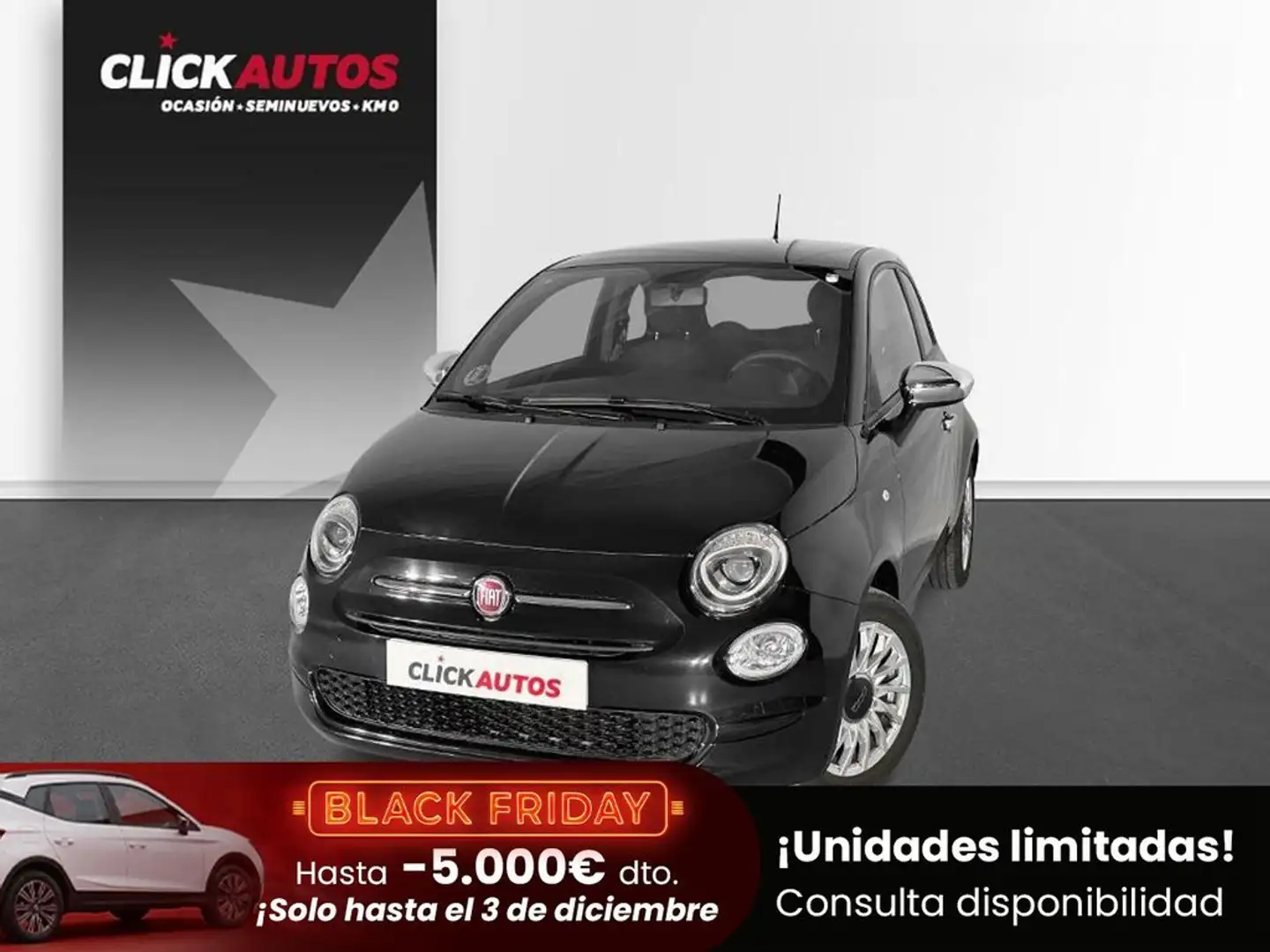 Fiat 500 1.0 Hybrid 70CV Monotrim Schwarz - 1