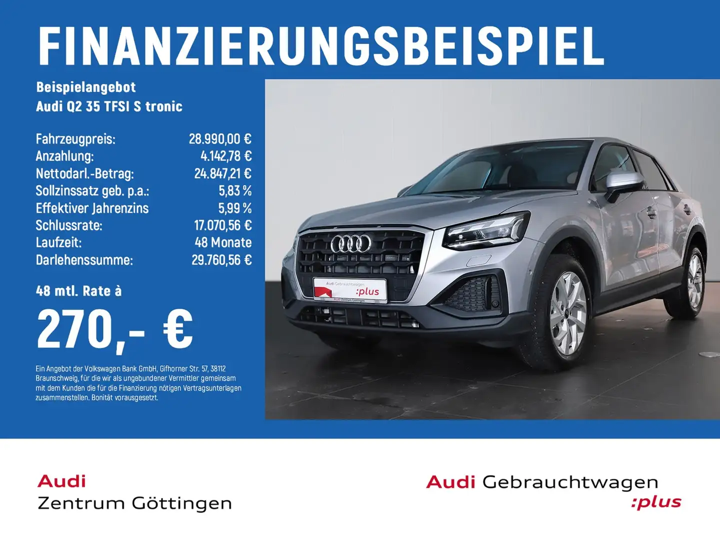 Audi Q2 35 TFSI S tronic +MATRIX+SOUND+PARKassist+VC Argintiu - 2