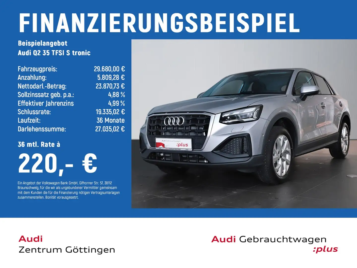 Audi Q2 35 TFSI S tronic +MATRIX+SOUND+PARKassist+VC Silber - 2