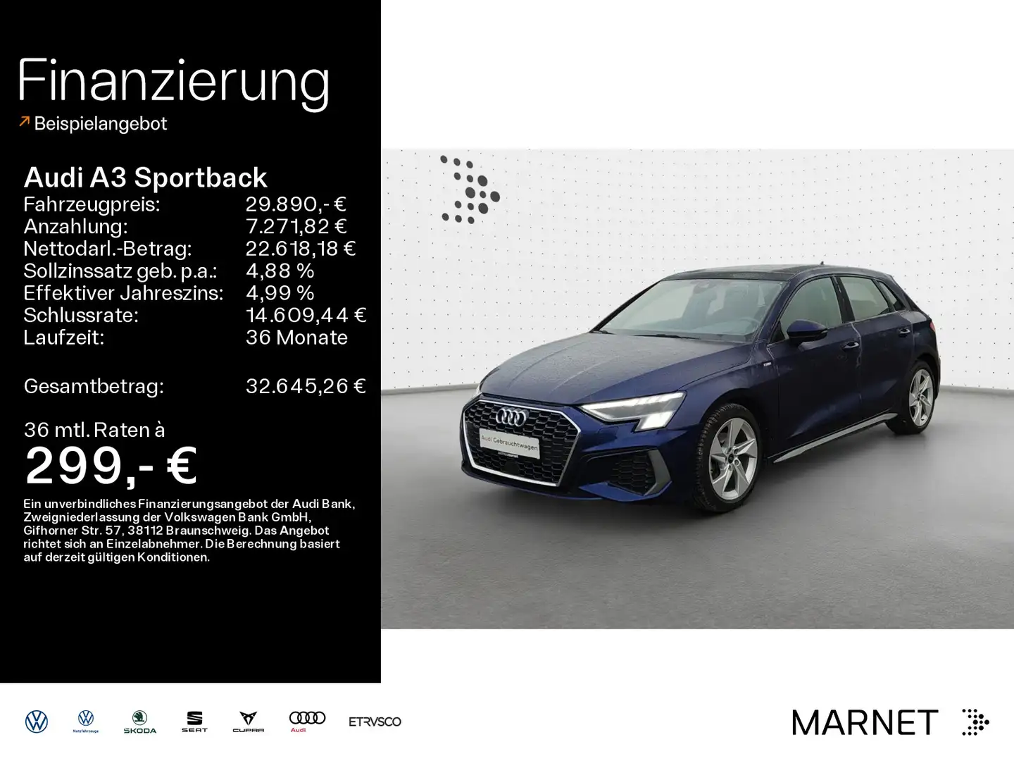 Audi A3 35 TFSI S line*Navi*Matrix*Alu*AHK* Blau - 1