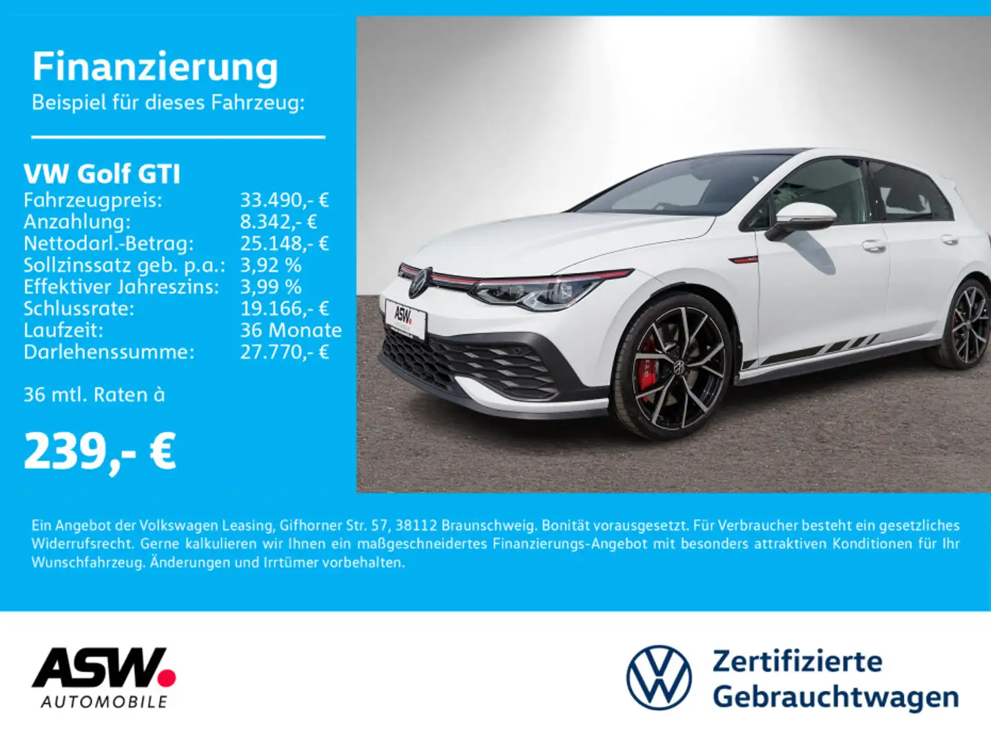 Volkswagen Golf GTI Clubsport 2.0 TSI DSG LED Navi DCC Pano Weiß - 1