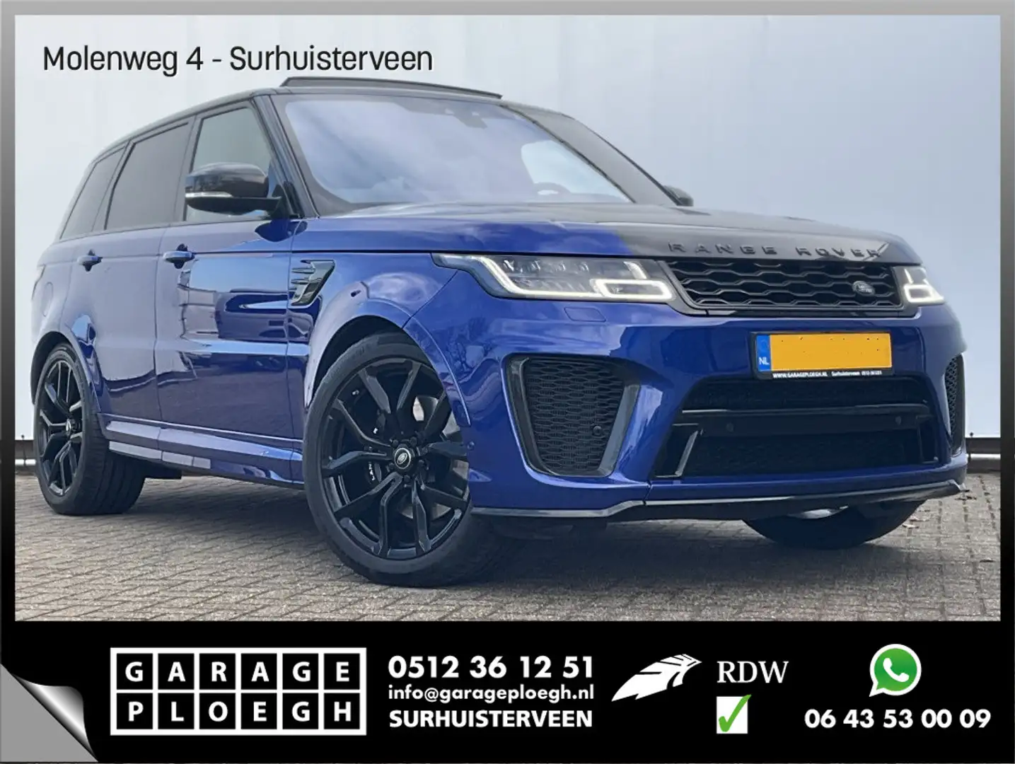 Land Rover Range Rover Sport 5.0 V8 576pk SC SVR Carbon-edition 242k Pano Merid Blauw - 1