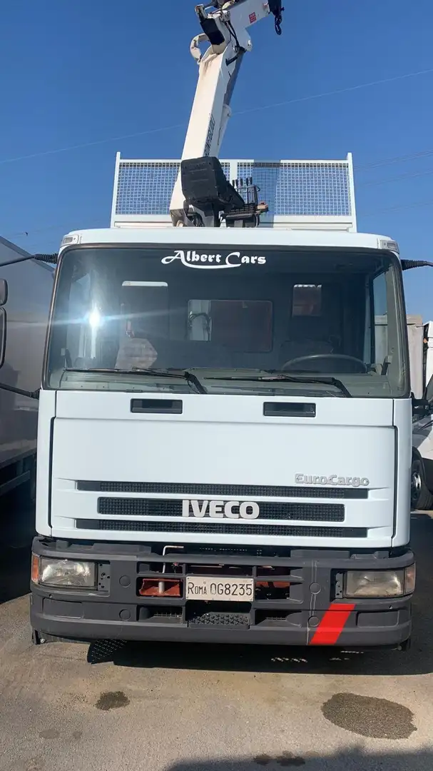 Iveco eurocargo 150.23 gru con sedia e ribaltabile Bianco - 1