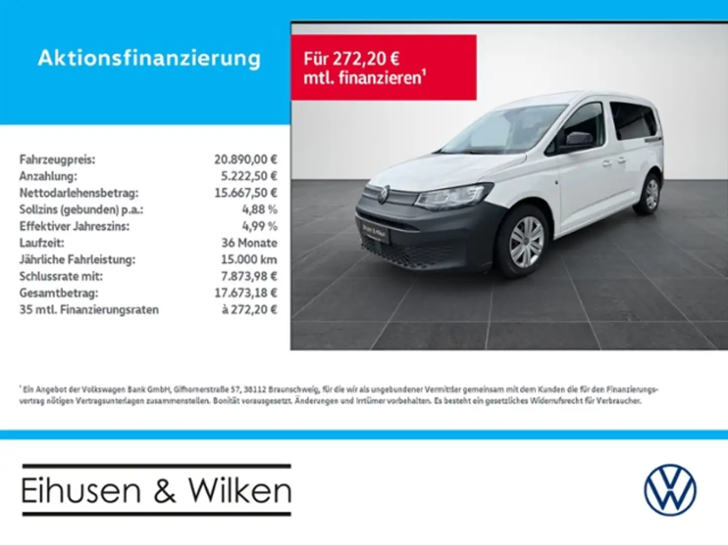 Volkswagen Caddy 2.0+TDI+KLIMA+MFL+MFA+LANE ASSIST+DAB+ bijela - 1