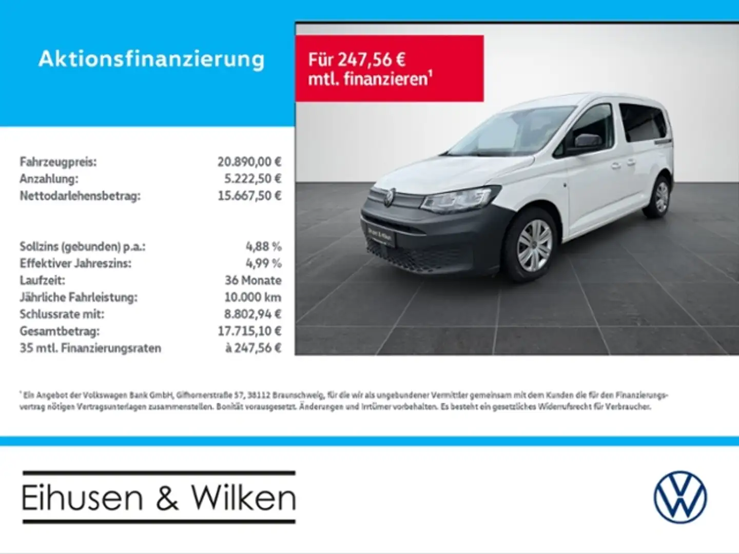 Volkswagen Caddy 2.0+TDI+KLIMA+MFL+MFA+LANE ASSIST+DAB+ Wit - 1