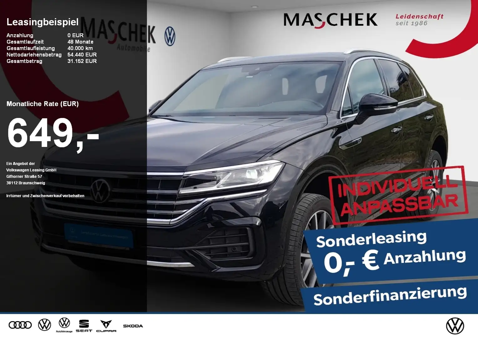 Volkswagen Touareg R-Line 3.0 TDI AHK Luftfwk Anschlussg Memory Schwarz - 1