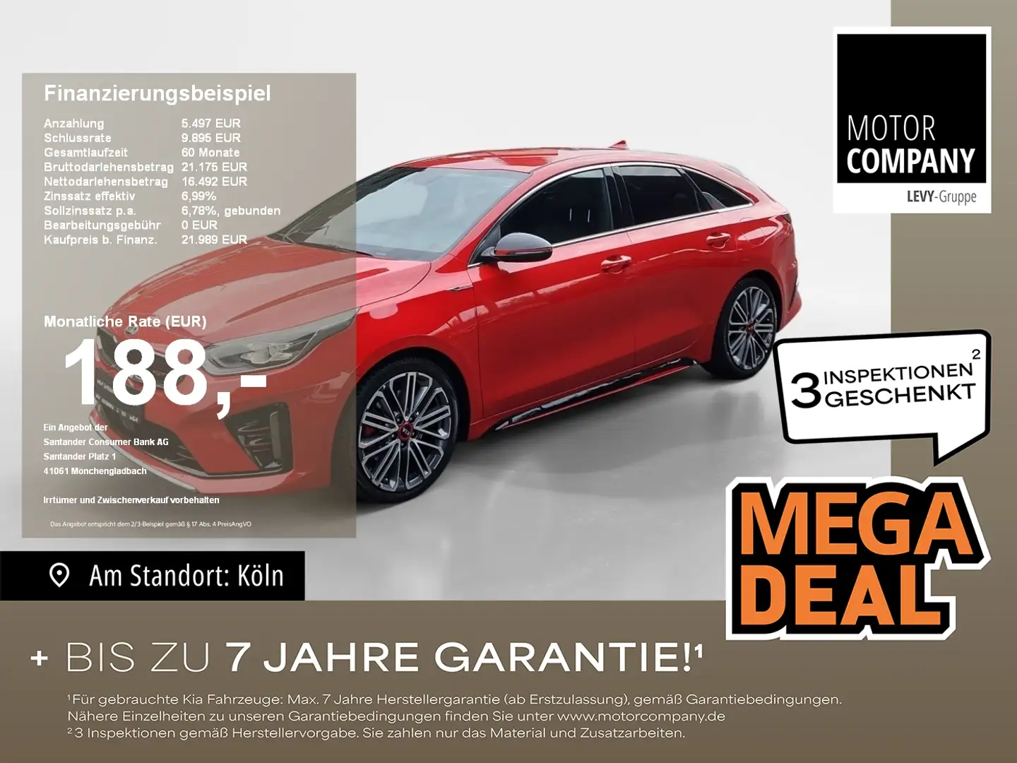 Kia ProCeed / pro_cee'd ProCeed 1.6 T-GDI GT Allwetter+Navi+JBL+SHZ+Klima Rot - 1