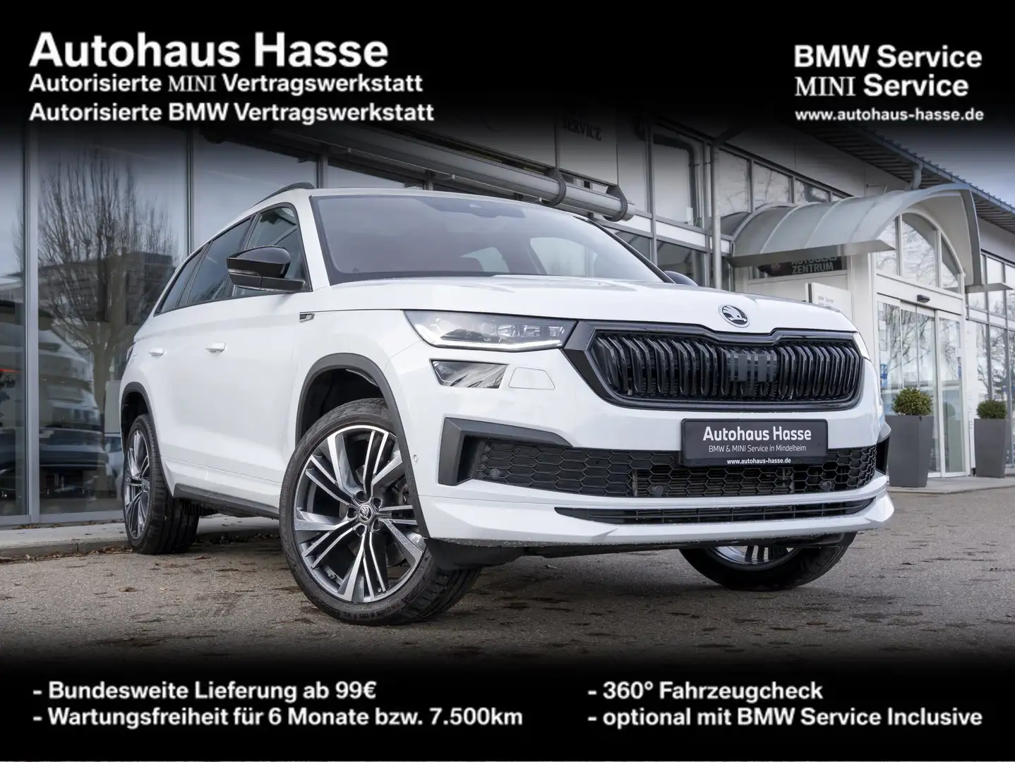 Skoda Kodiaq Sportline 4x4 Sportpaket DAB AHK PANO LED Weiß - 1