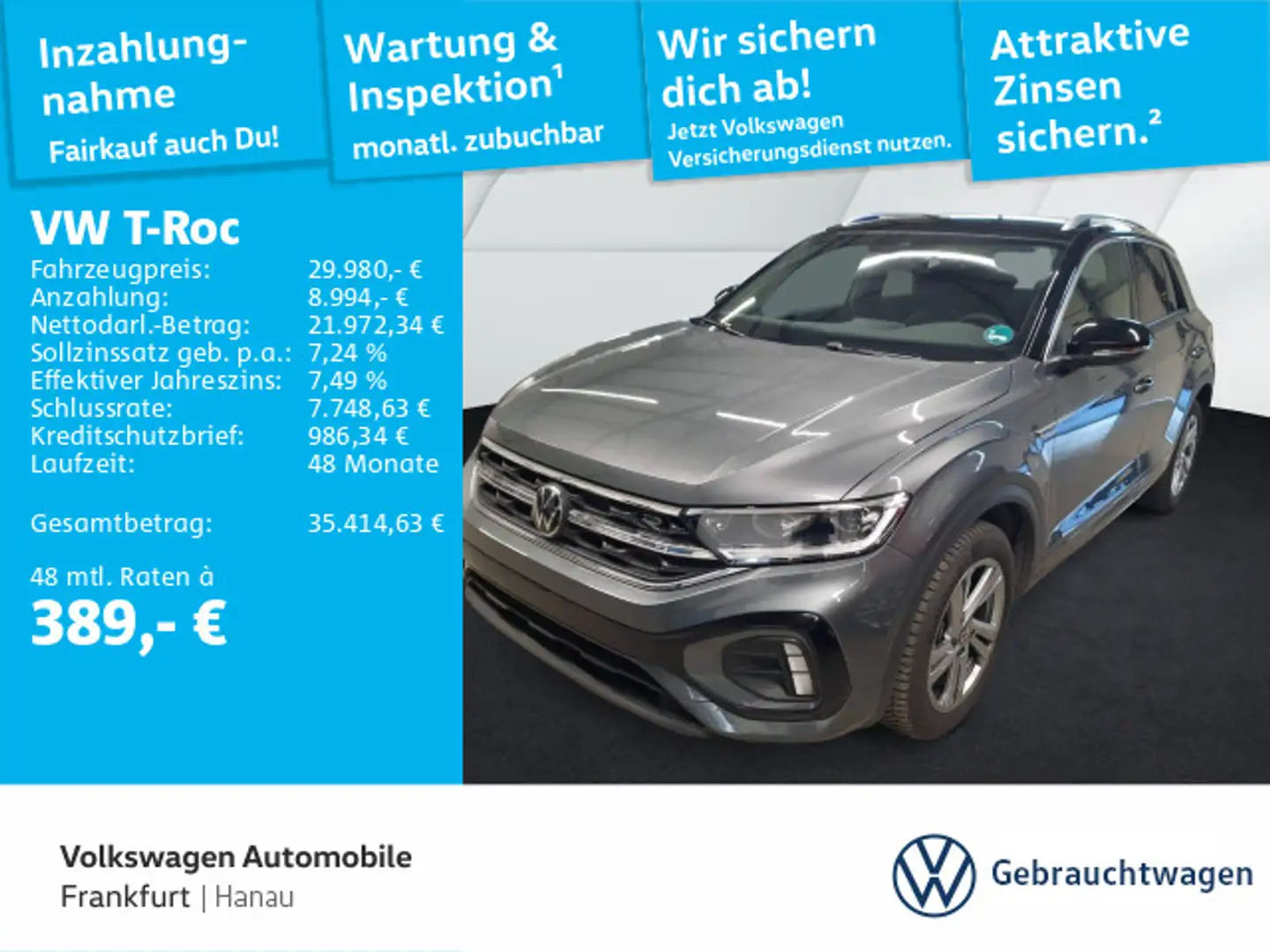 Volkswagen T-Roc 1.5 TSI DSG R-Line Navi Sprachbedienung Sp Grau - 1