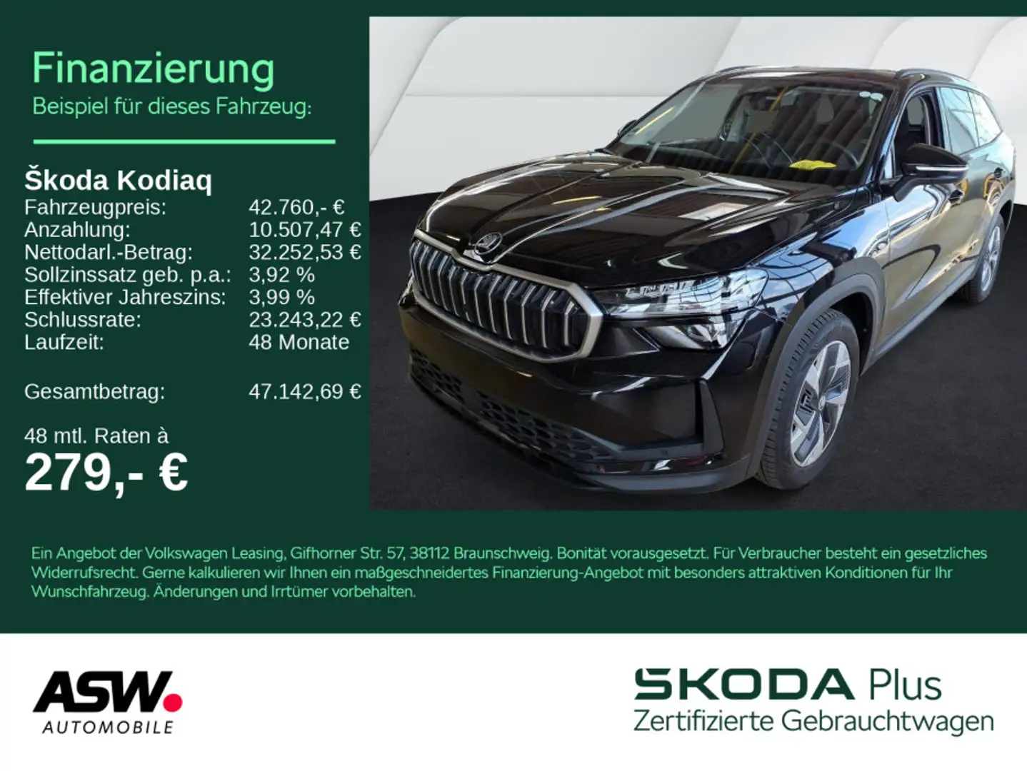 Skoda Kodiaq Selection 2.0TDI DSG LED Nav Pano HUD RFK Schwarz - 1