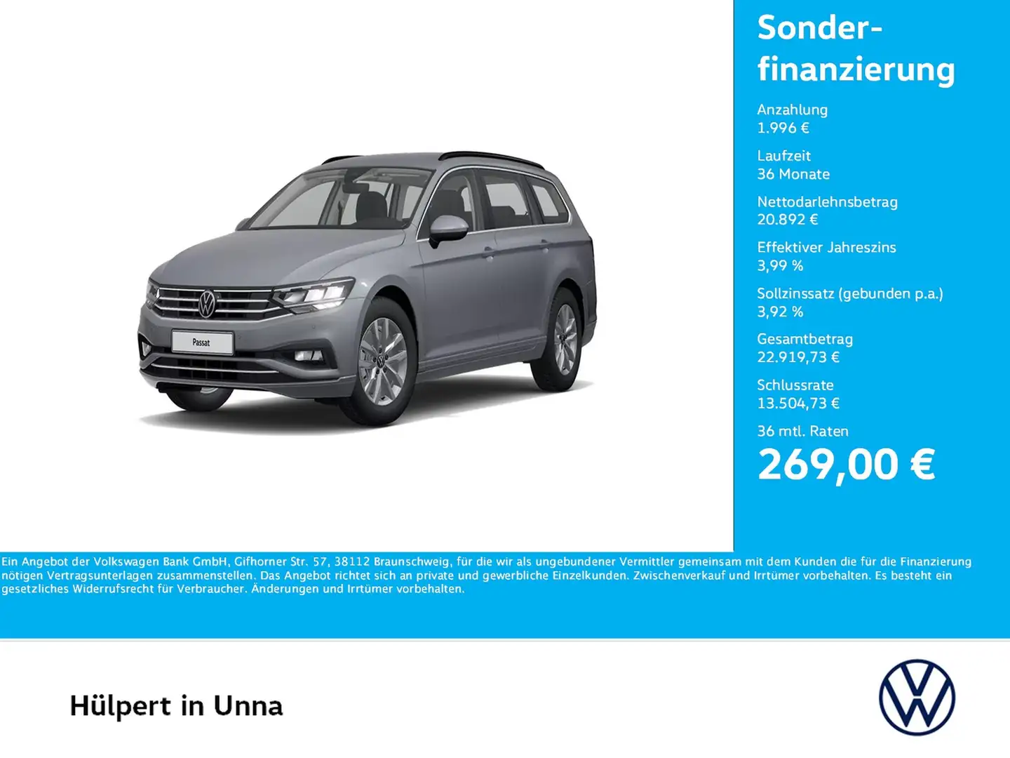 Volkswagen Passat Variant 2.0 BUSINESS CAM ACC NAVI SITZHZ. Grau - 1