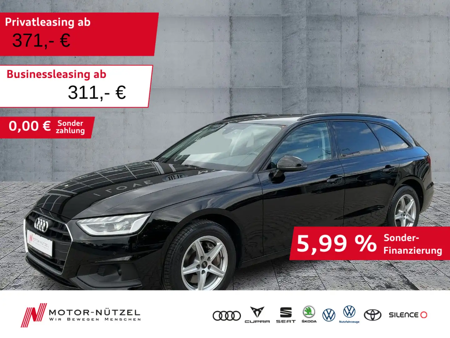Audi A4 40 TDI S-TR LED+NAV+ACC+DAB+SHZ+PDCplus Schwarz - 1