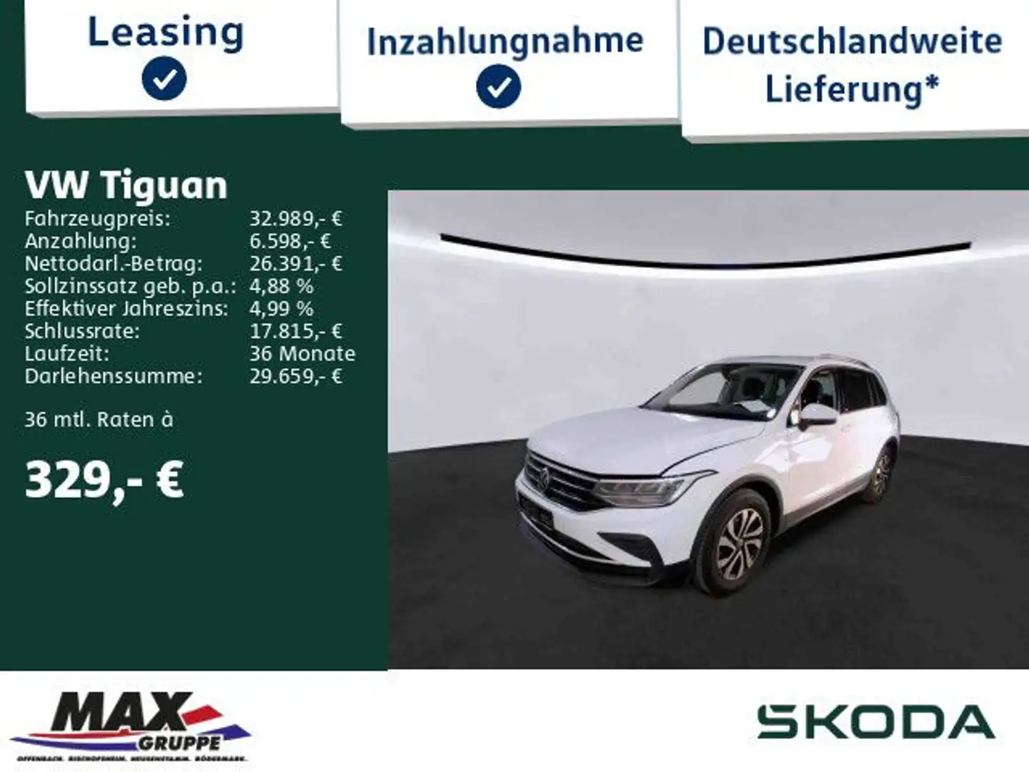 Volkswagen Tiguan Life 1.5 TSI 110 kW 7-Gang-DSG KAM*KEYLES Weiß - 1
