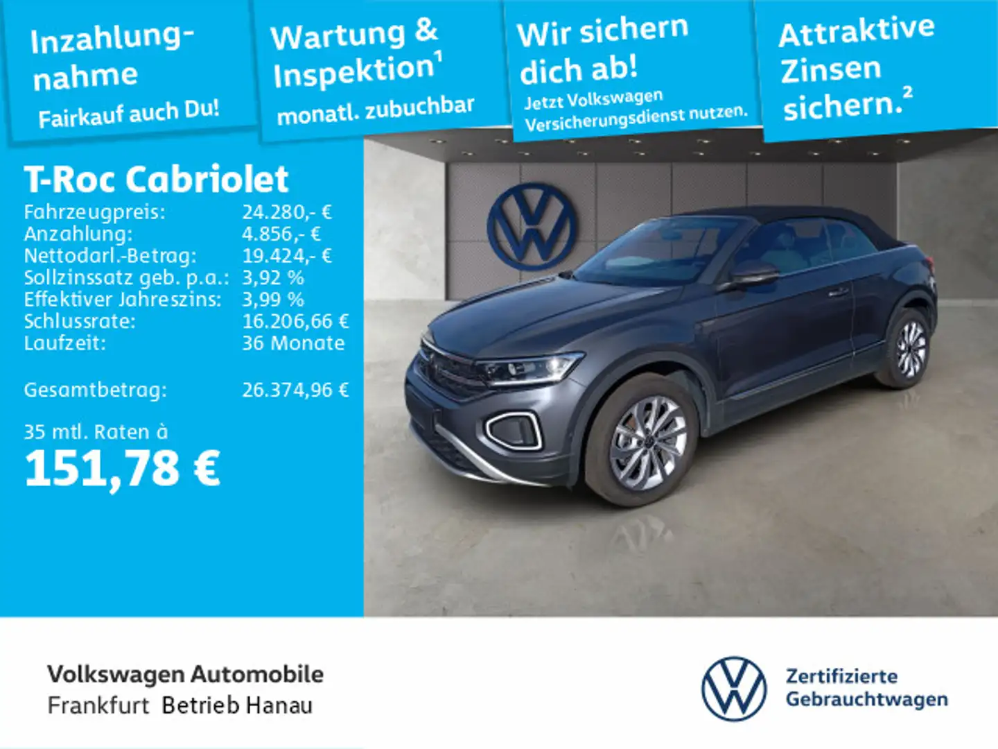 Volkswagen T-Roc 1.0 TSI Style LaneAssist KAM ACC Grau - 1