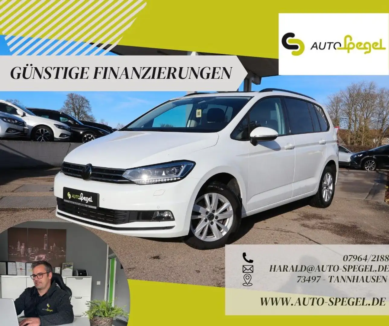 Volkswagen Touran Comfortline Kamera Led Navi AHK Pano Sthz Blanc - 1