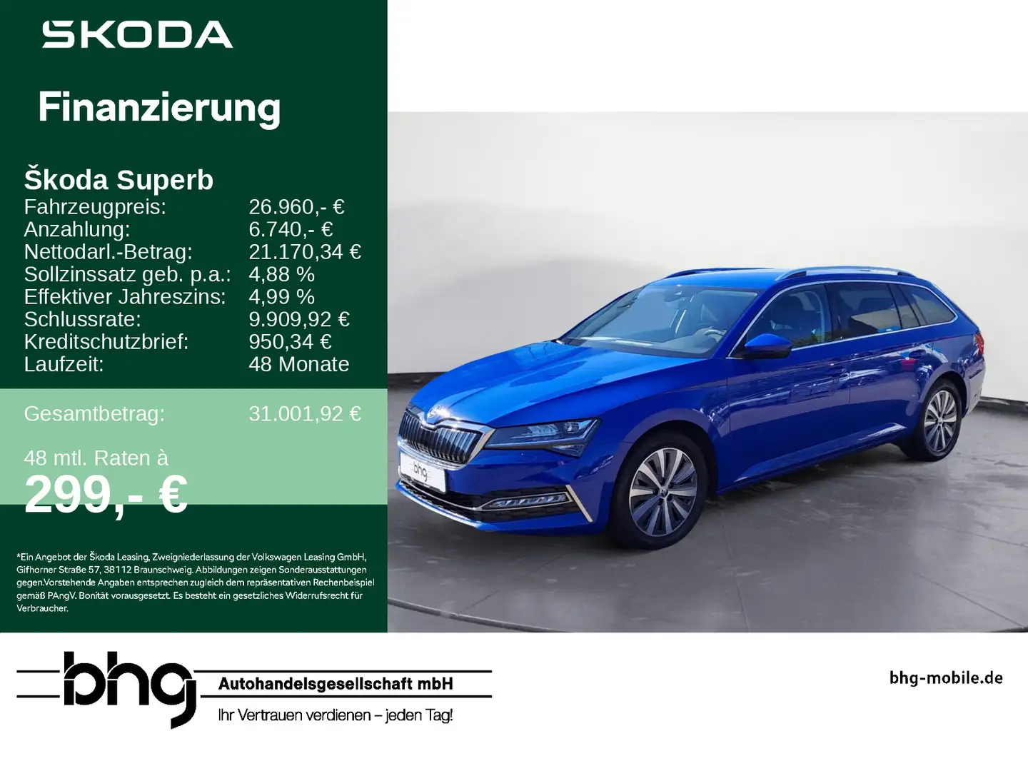 Skoda Superb Combi 1.4 TSI iV DSG Style Bleu - 1