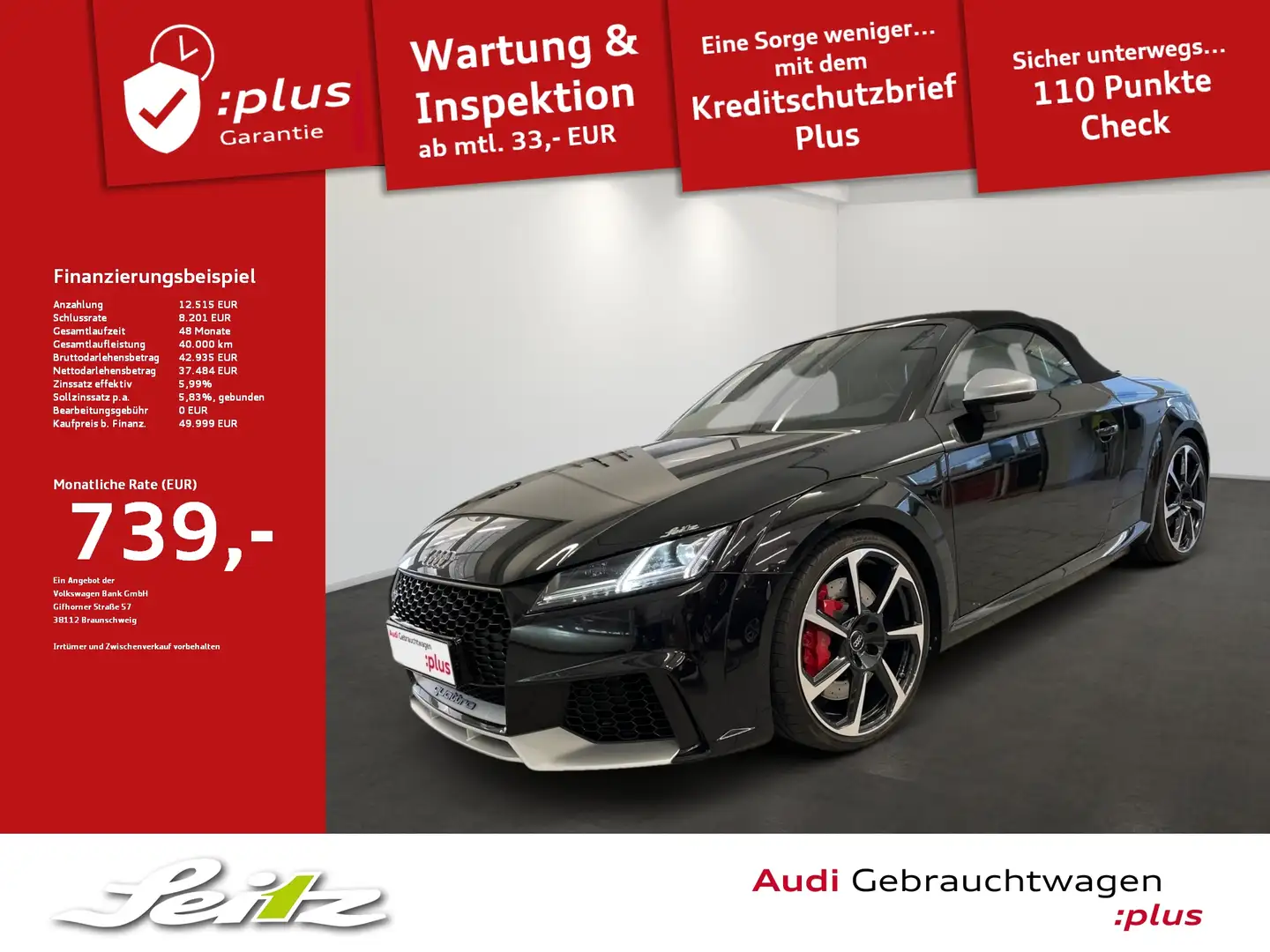Audi TT RS Roadster 2.5 TFSI quattro *ABT-LEISTUNGSSTEIGERUNG Чорний - 1