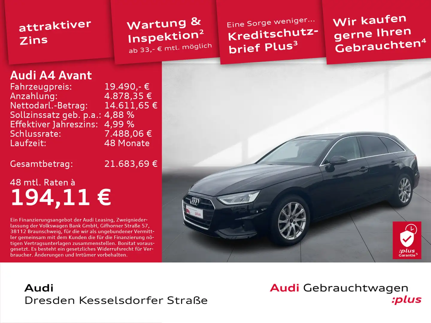 Audi A4 30 TDI DAB GRA PDC Noir - 1