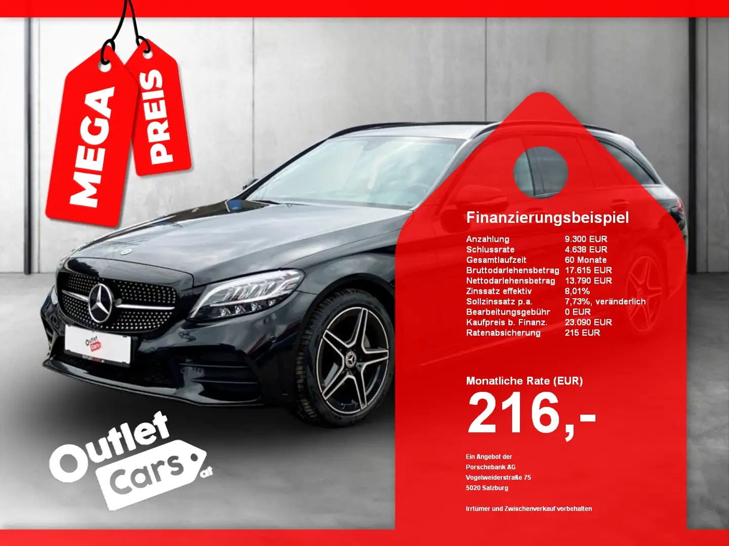 Mercedes-Benz C 220 d T 4MATIC Aut. AMGLine AHK+LED+MEGAPREIS Schwarz - 1