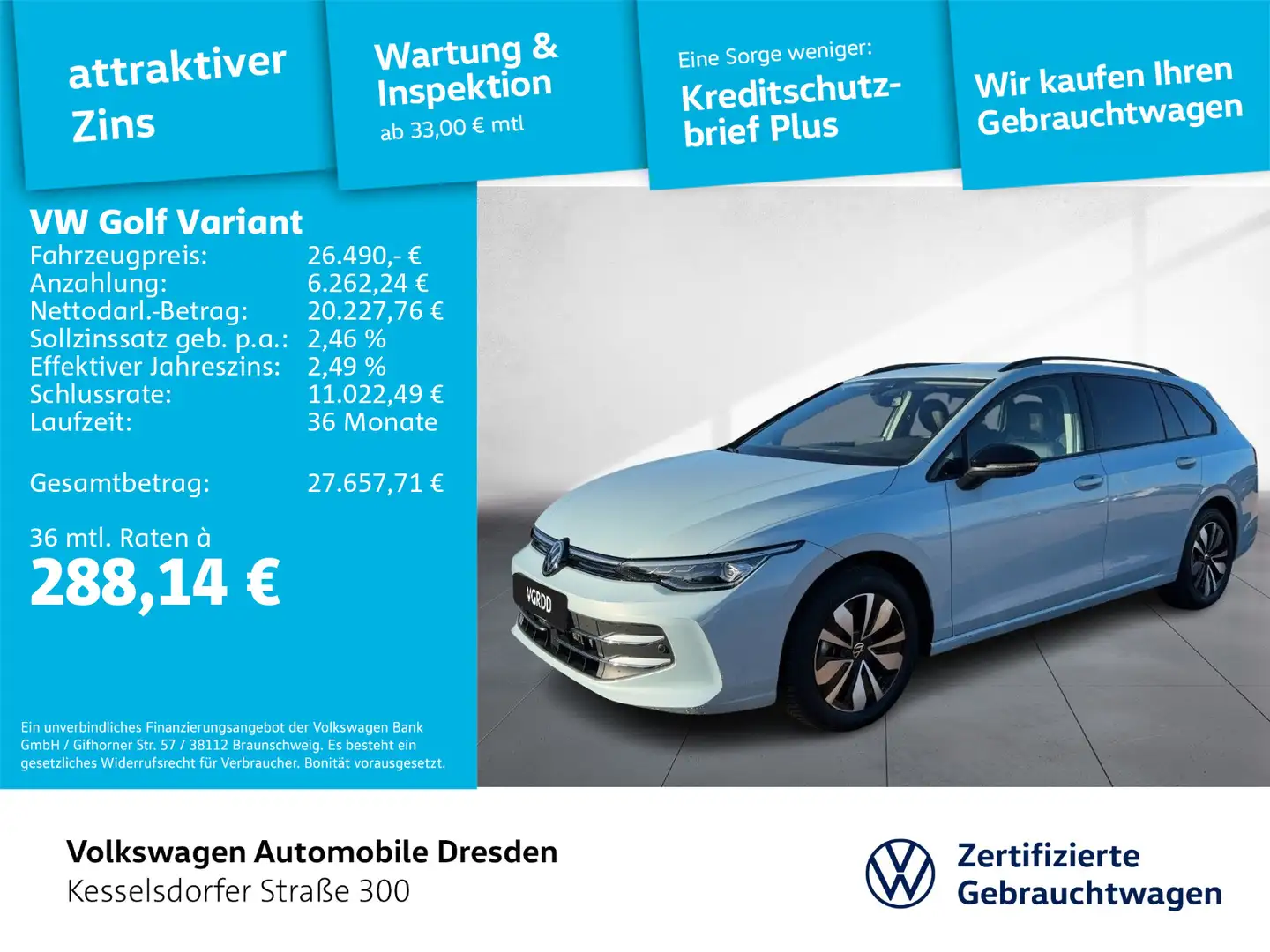 Volkswagen Golf Variant Golf VIII Variant 1.5 TSI Goal ACC Kamera LED Blau - 1