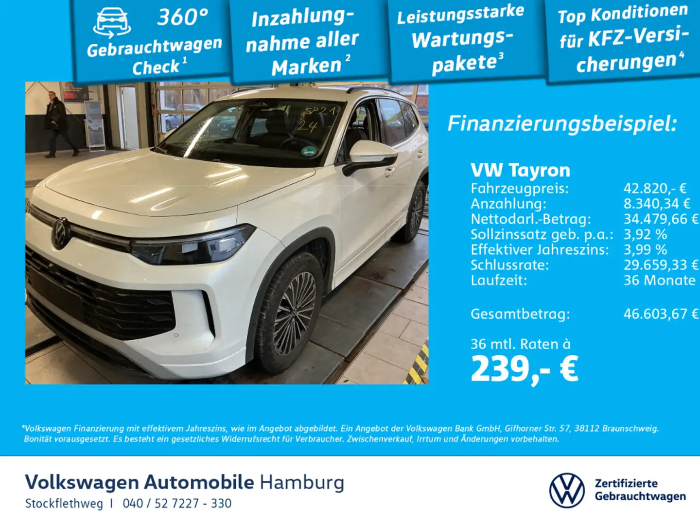 Volkswagen Tayron 2.0 TDI Life 4M DSG AHK IQ.Light 7-Sitzer Weiß - 1
