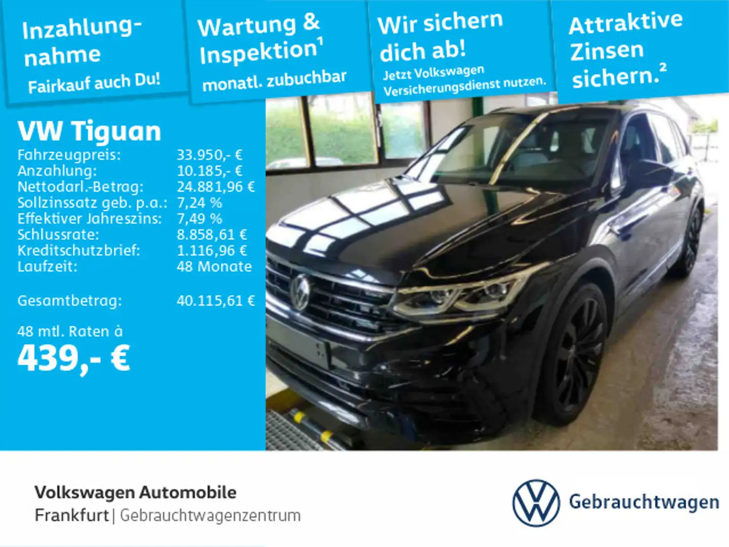 Volkswagen Tiguan 1.5 TSI DSG R-Line IQ.Light Navi ACC Lane Schwarz - 1