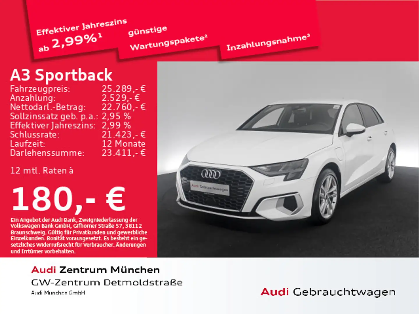 Audi A3 40 TFSI e S tronic advanced B&O/Vir Weiß - 1