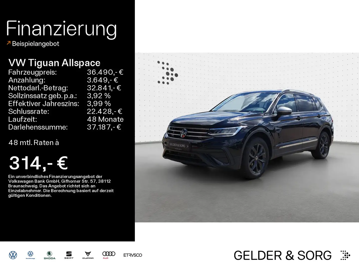 Volkswagen Tiguan Allspace Life 1.5 TSI 7Sitze*AHK*Digital Schwarz - 1