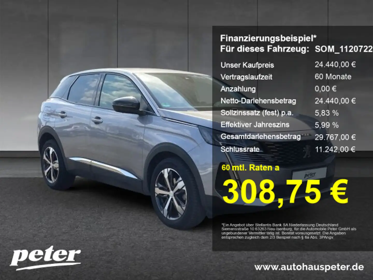 Peugeot 3008 3008 Allure 130 +Keyless+SHZ+Navi+Kamera+LED Grau - 1