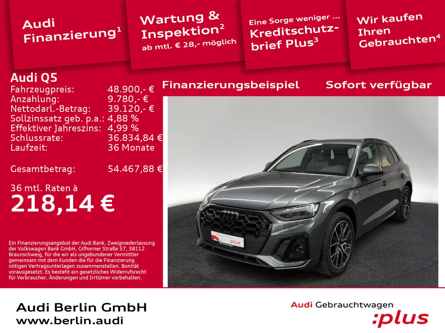 Audi Q5 50 TDI S line qu.tiptr. STDHZG MATRIX RFK NAV Grau - 1