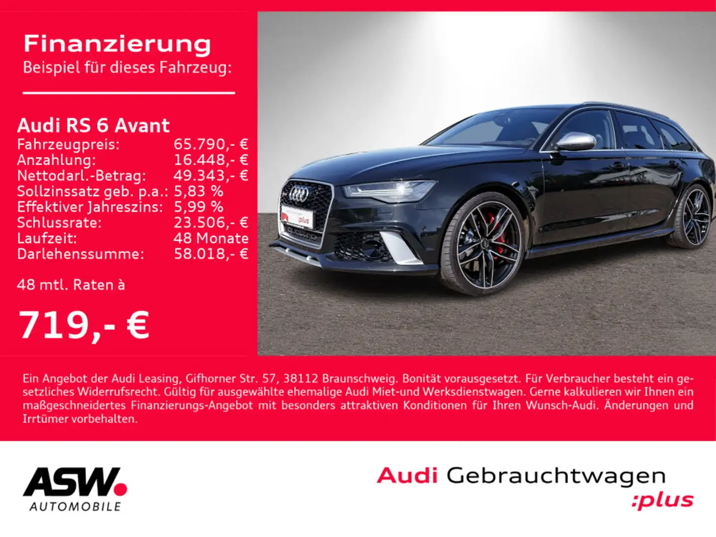Audi RS6 plus 4.0TFSI quattro Navi LED 280km/h Negro - 1