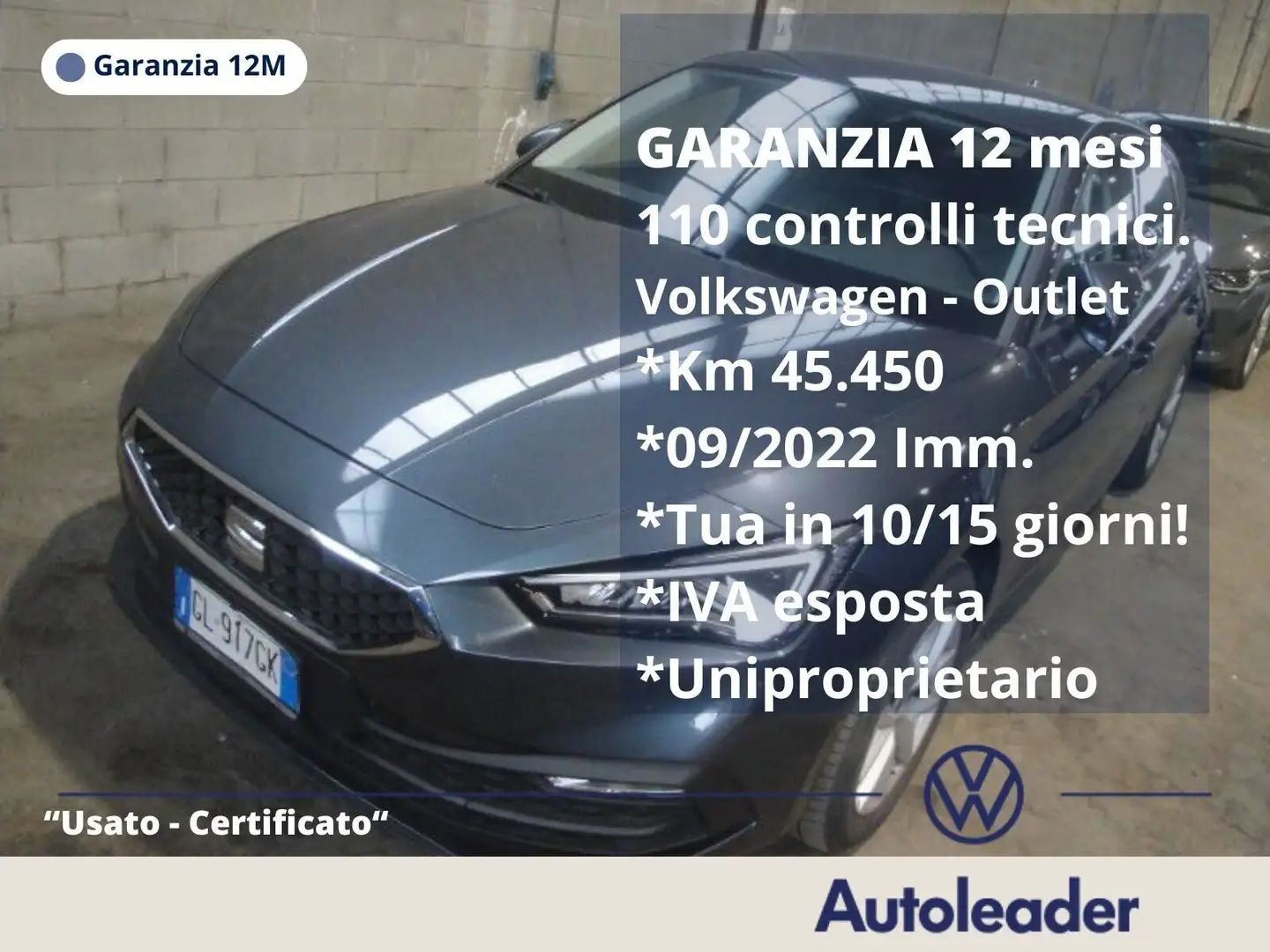 SEAT Leon Leon 1.5 TGI DSG Style SOLO 45.000 km Grigio - 2