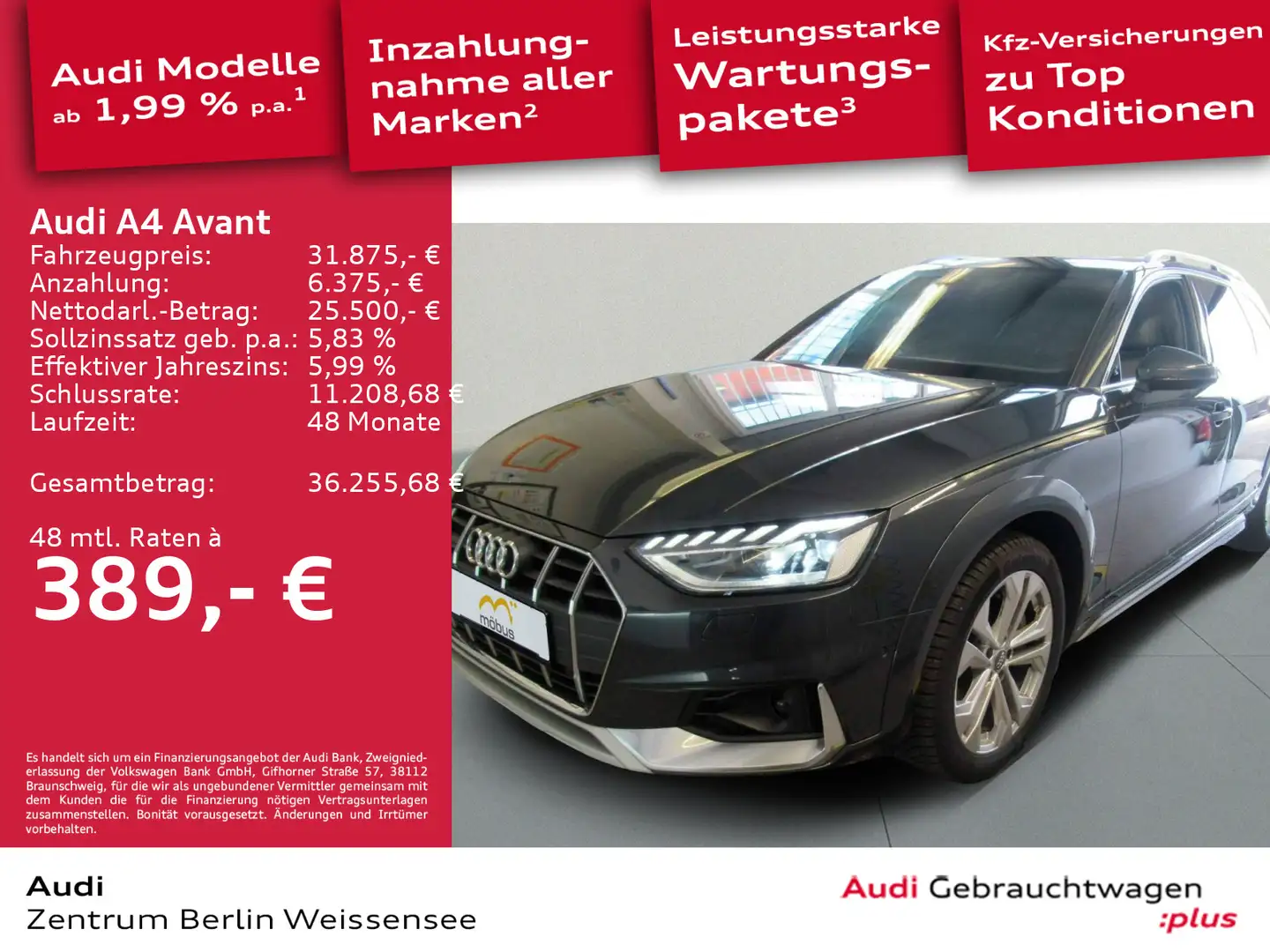 Audi A4 45 TFSI allroad S-TRO*MATRIX*PANO*AHK** Grau - 1