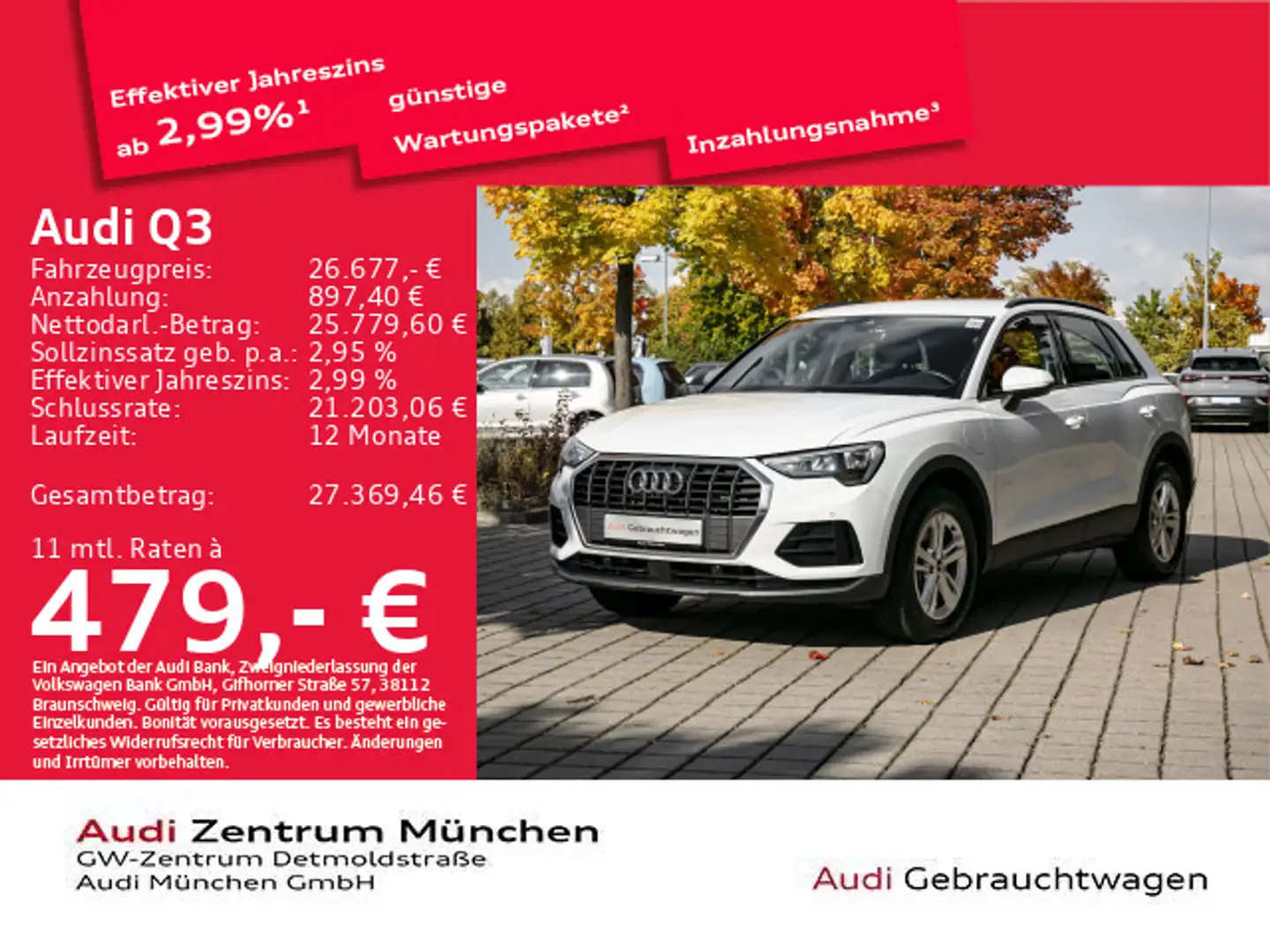 Audi Q3 45 TFSI e S tronic Navi+/Kamera Weiß - 1