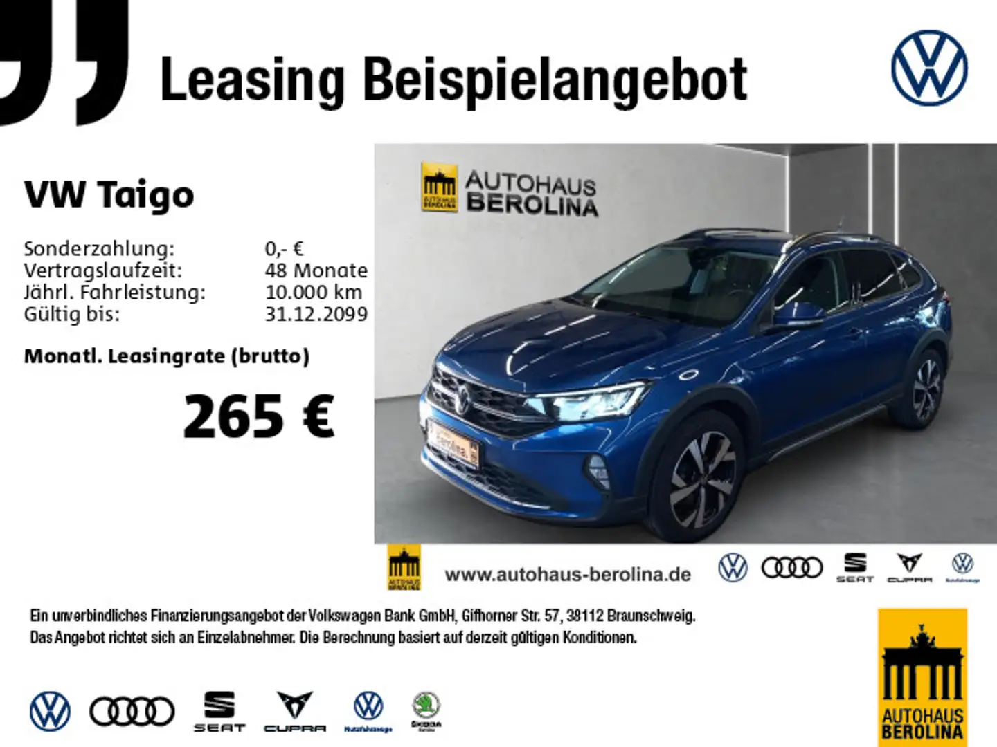 Volkswagen Taigo 1.0 TSI Life DSG *R-CAM*PDC*LED*SHZ* Blau - 1