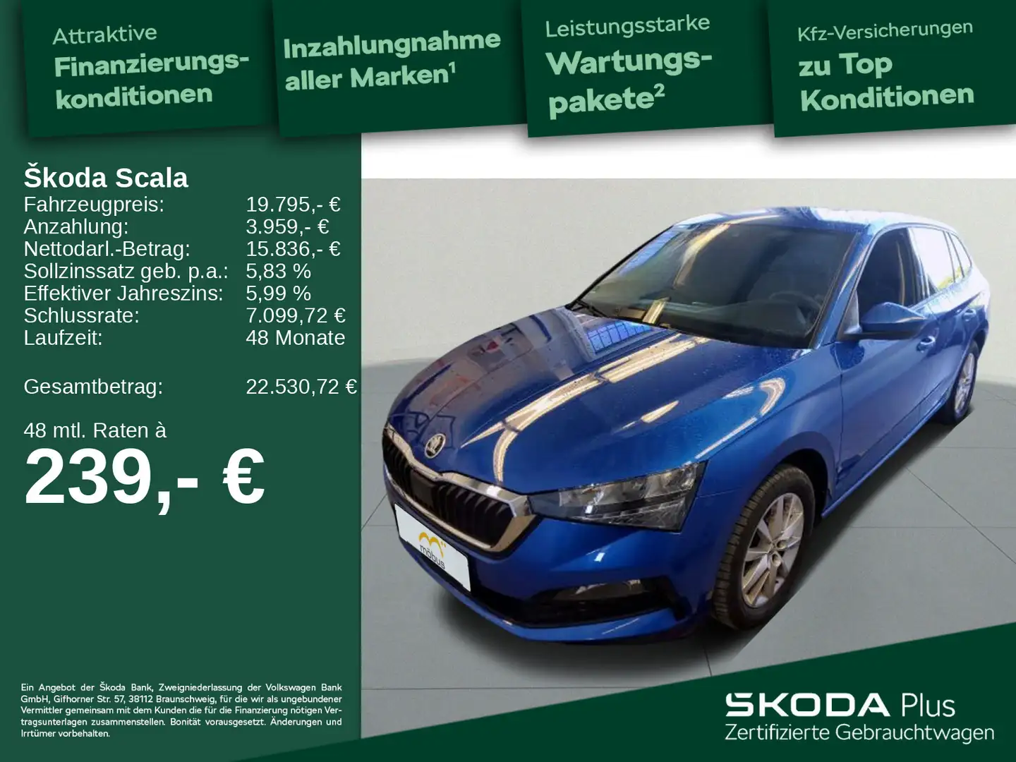 Skoda Scala 1.0 TSI Ambition*APP*LED*MFL*SHZ*GRA*SHZ* Blau - 1