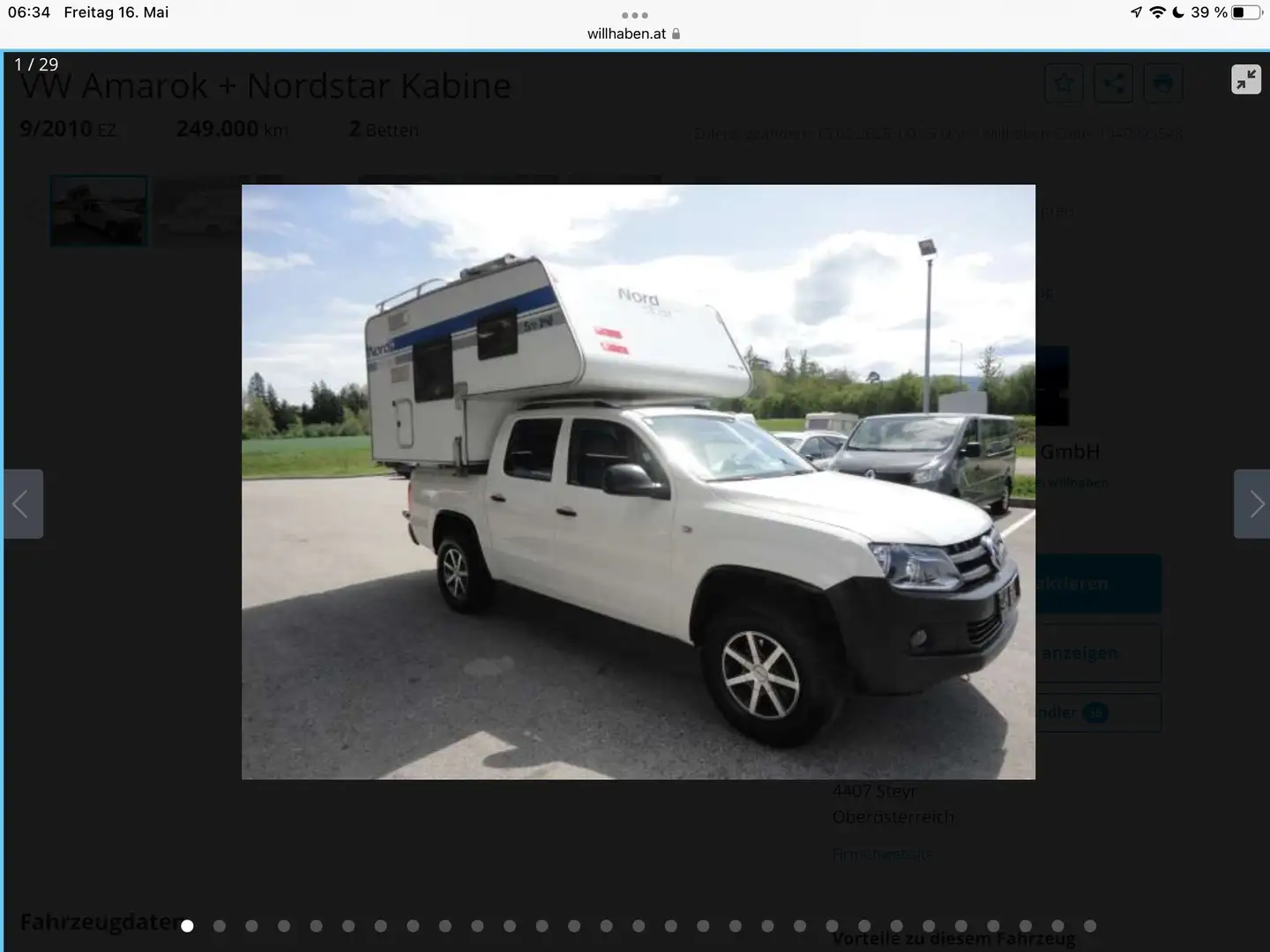 Volkswagen Amarok mit Nordstar Eco 200 Absetzkabine Weiß - 2