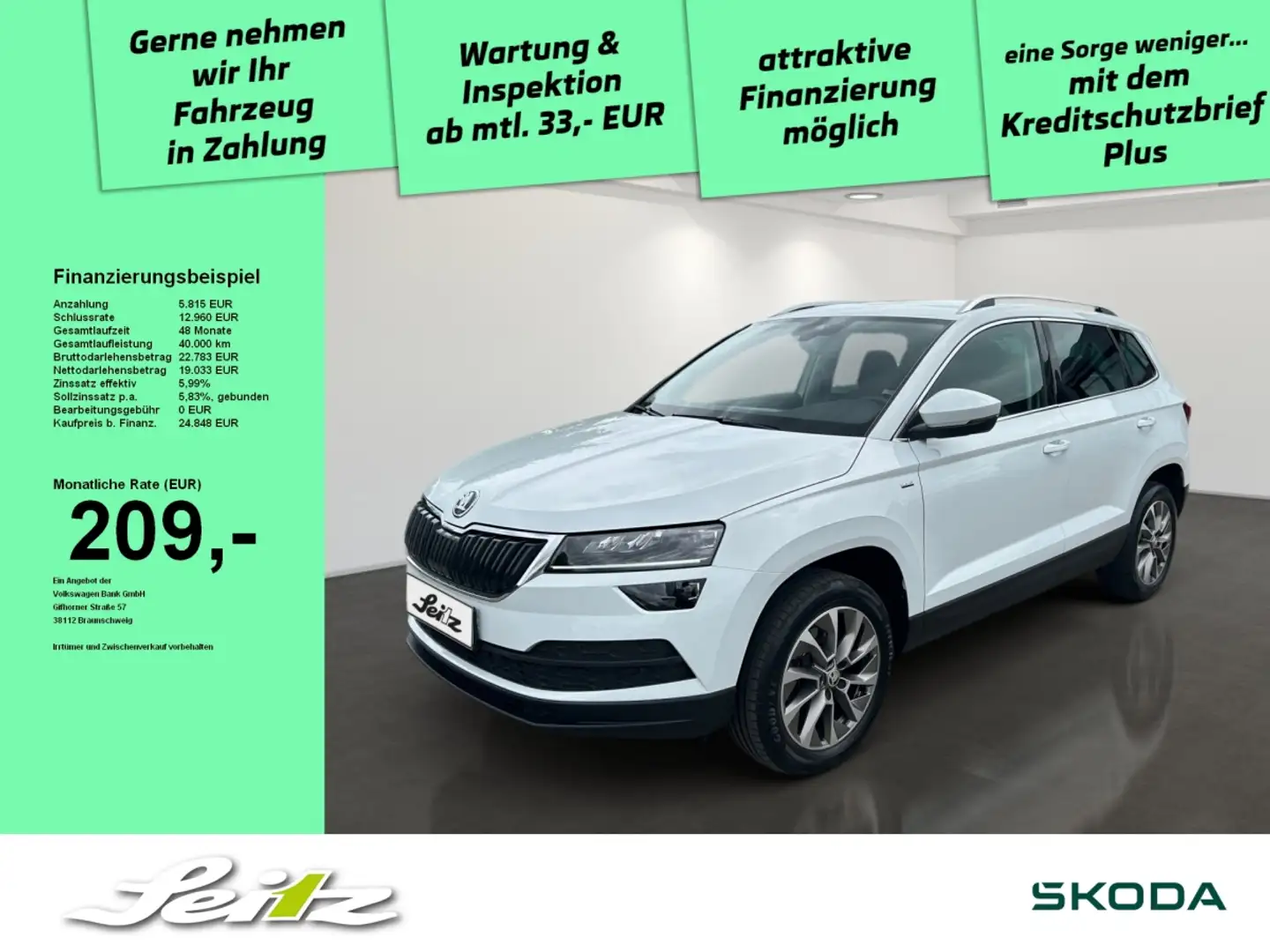 Skoda Karoq 2.0 TDI Clever *AHK*LED*KAMERA*NAVI* Wit - 1