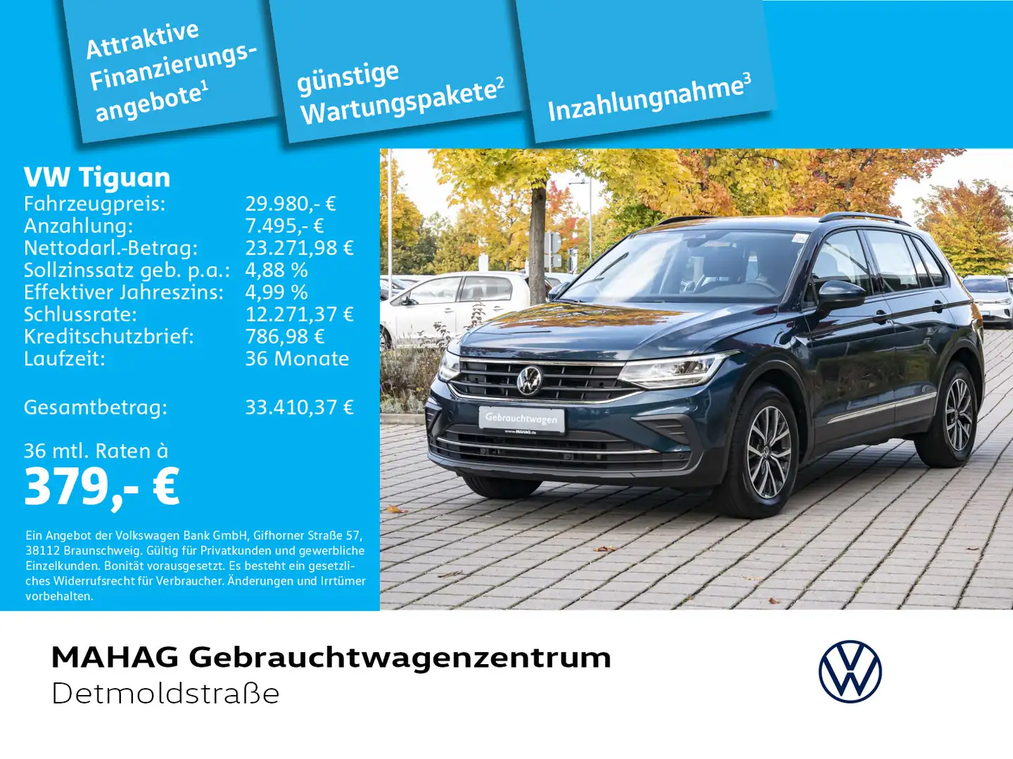 Volkswagen Tiguan Life 2.0 TDI LED IQ.Drive Navi ParkAssist Blau - 1