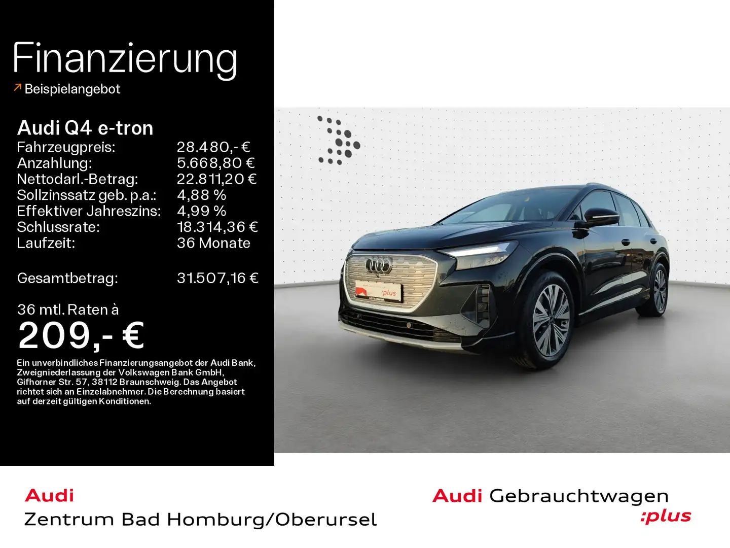 Audi Q4 e-tron 40*Navi*LED*Alu*HUD*SONOS*PDC*Pano*Vir Schwarz - 1