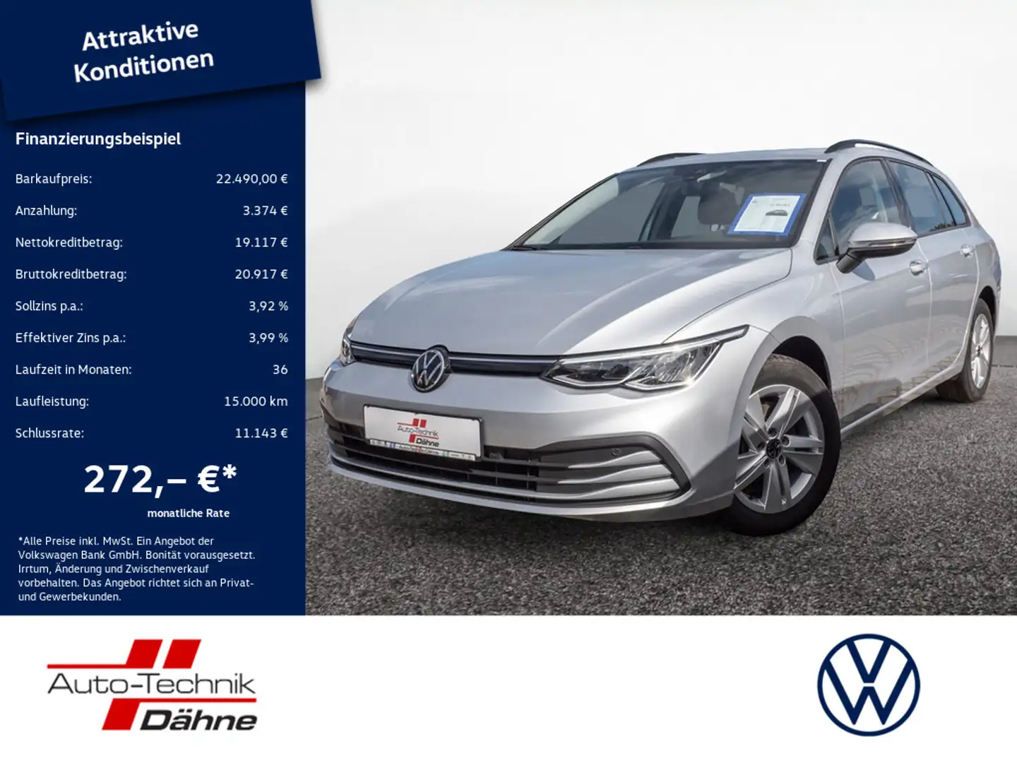 Volkswagen Golf VIII Variant 2.0 TDI Life NAVI ACC LED Silber - 1