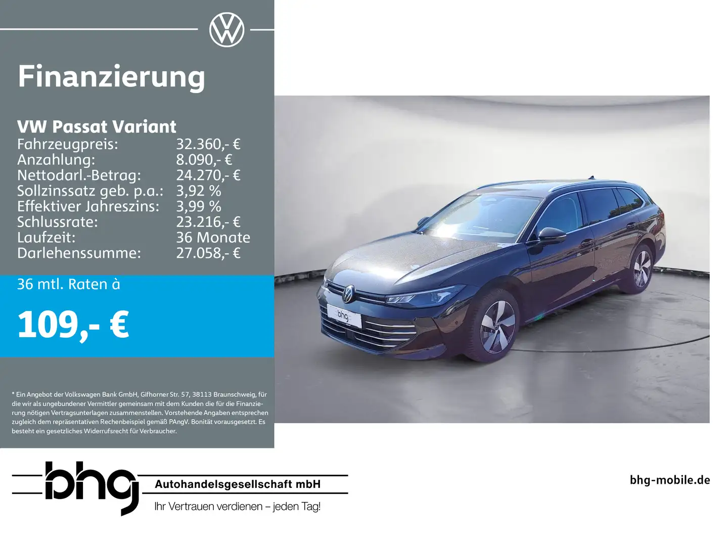 Volkswagen Passat Variant 1.5 e-TSI Business DSG *AHK*NAVI* Schwarz - 1