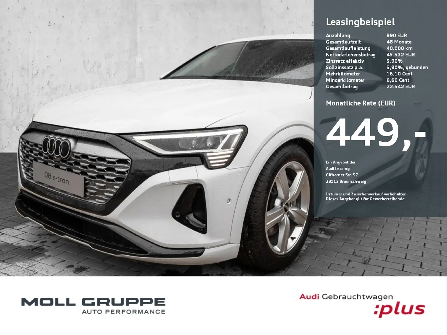 Audi Q8 e-tron Sportback advanced 50 quattro 250 kW Weiß - 1