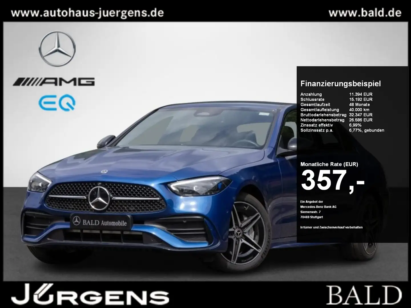 Mercedes-Benz C 300 e AMG/Wide/Digital/Burm3D/360/HUD/Night/18 Niebieski - 1