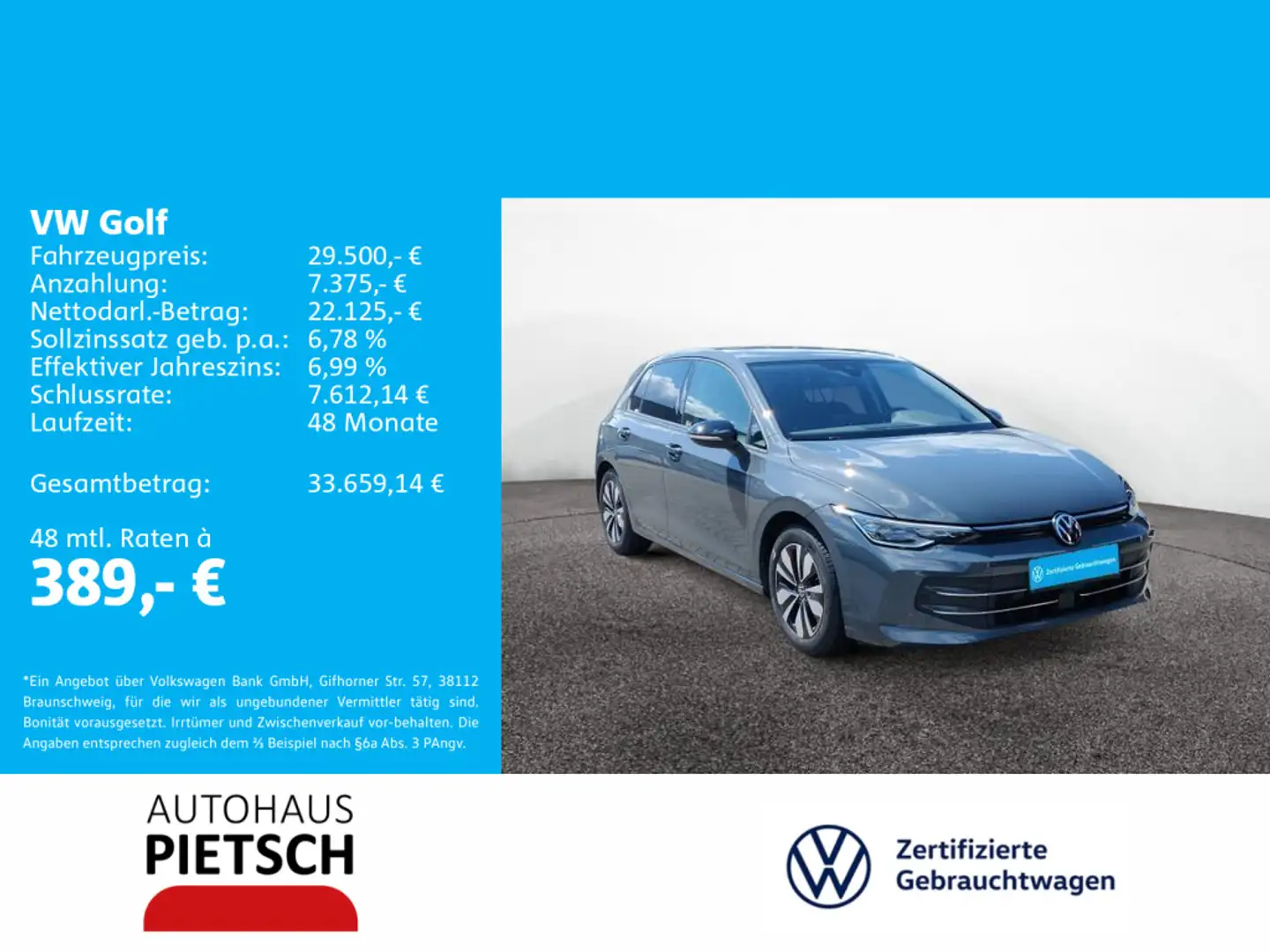 Volkswagen Golf VIII 1.5 eTSI Goal LED AHK Navi Kamera Grau - 1