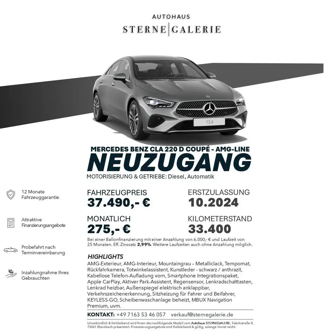 Mercedes-Benz CLA 220 d/AMG-LINE/KAMERA/TOTW/MBUX Grau - 1