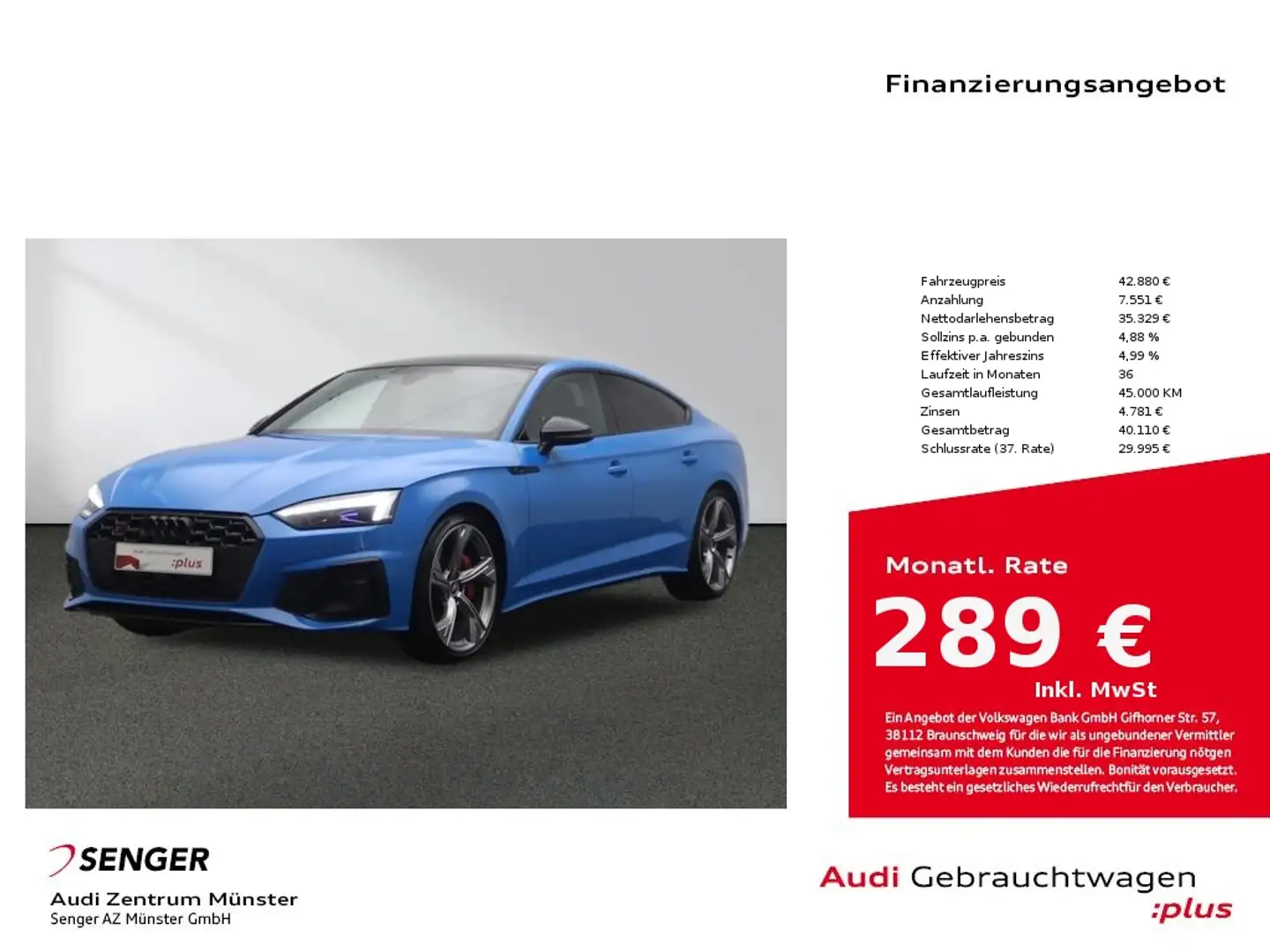 Audi S5 Sportback 3.0 TDI quattro Matrix Pano B&O AHK Blau - 1