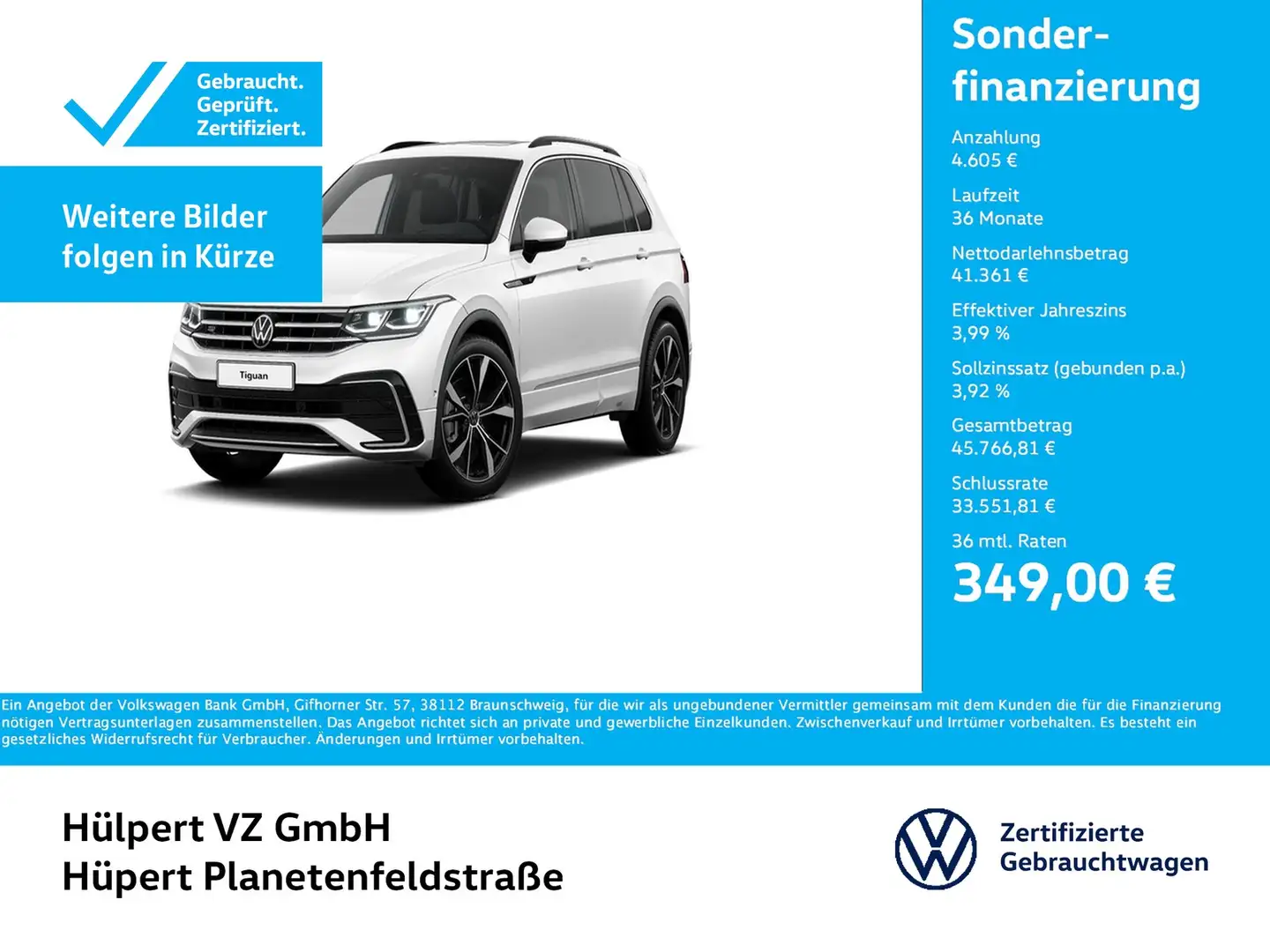 Volkswagen Tiguan 2.0 R-LINE 4X4 LEDER STANDHZ PANO AHK 20Z Blanc - 1