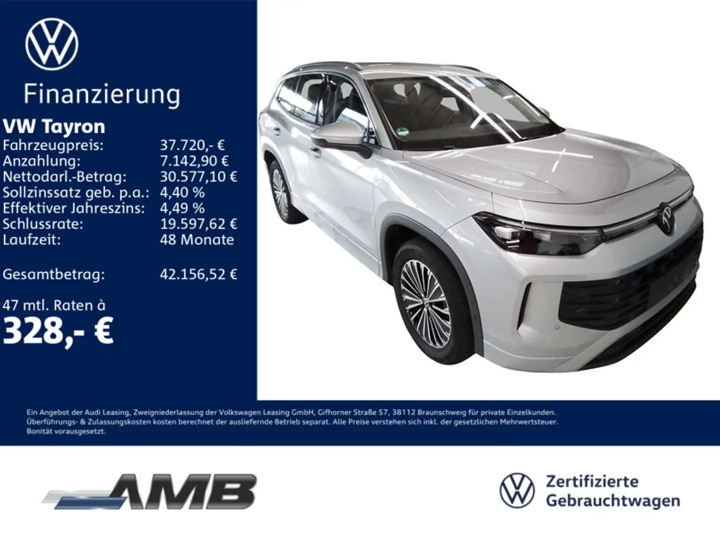 Volkswagen Tayron Life 1.5 eTSI AHK/LED/ACC/RFK/03.30Garant Plateado - 1