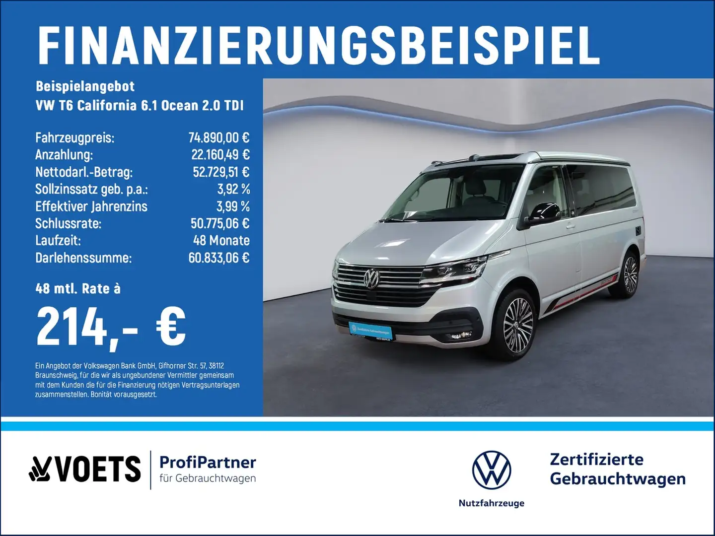Volkswagen T6 California 6.1 Ocean 2.0 TDI LED+STANDHZG+SHZ Plateado - 2